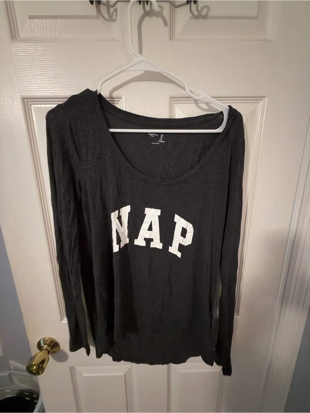Cozy Black "NAP" Long-Sleeve Women's Top